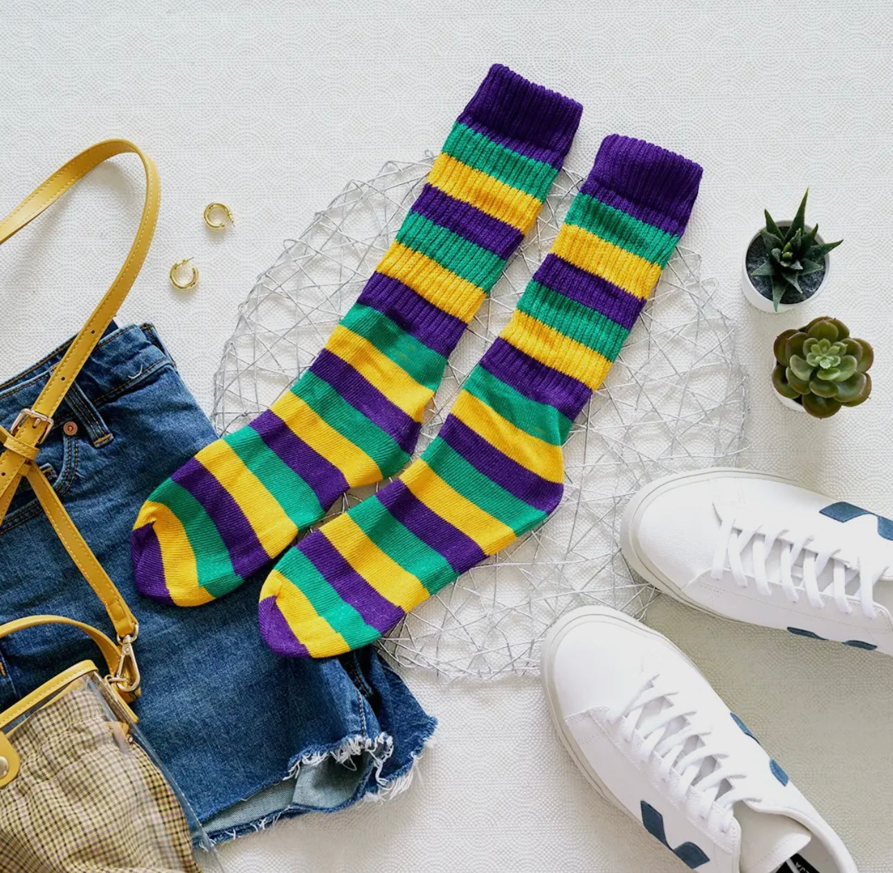 Slouch Mardi Gras Socks