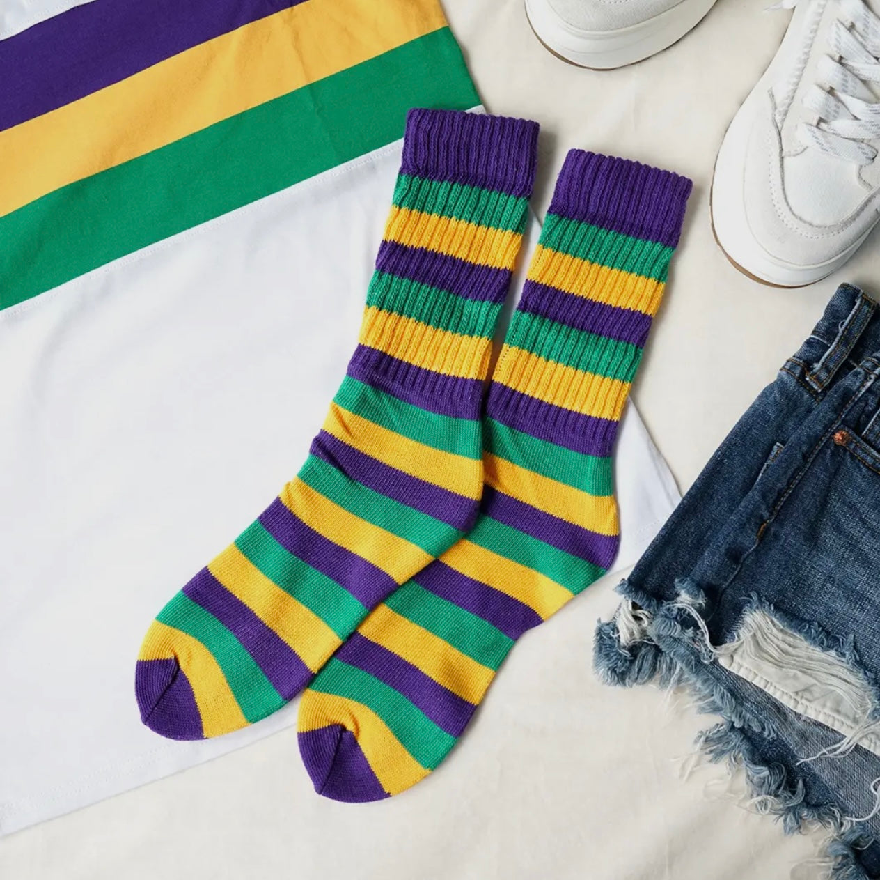 Slouch Mardi Gras Socks
