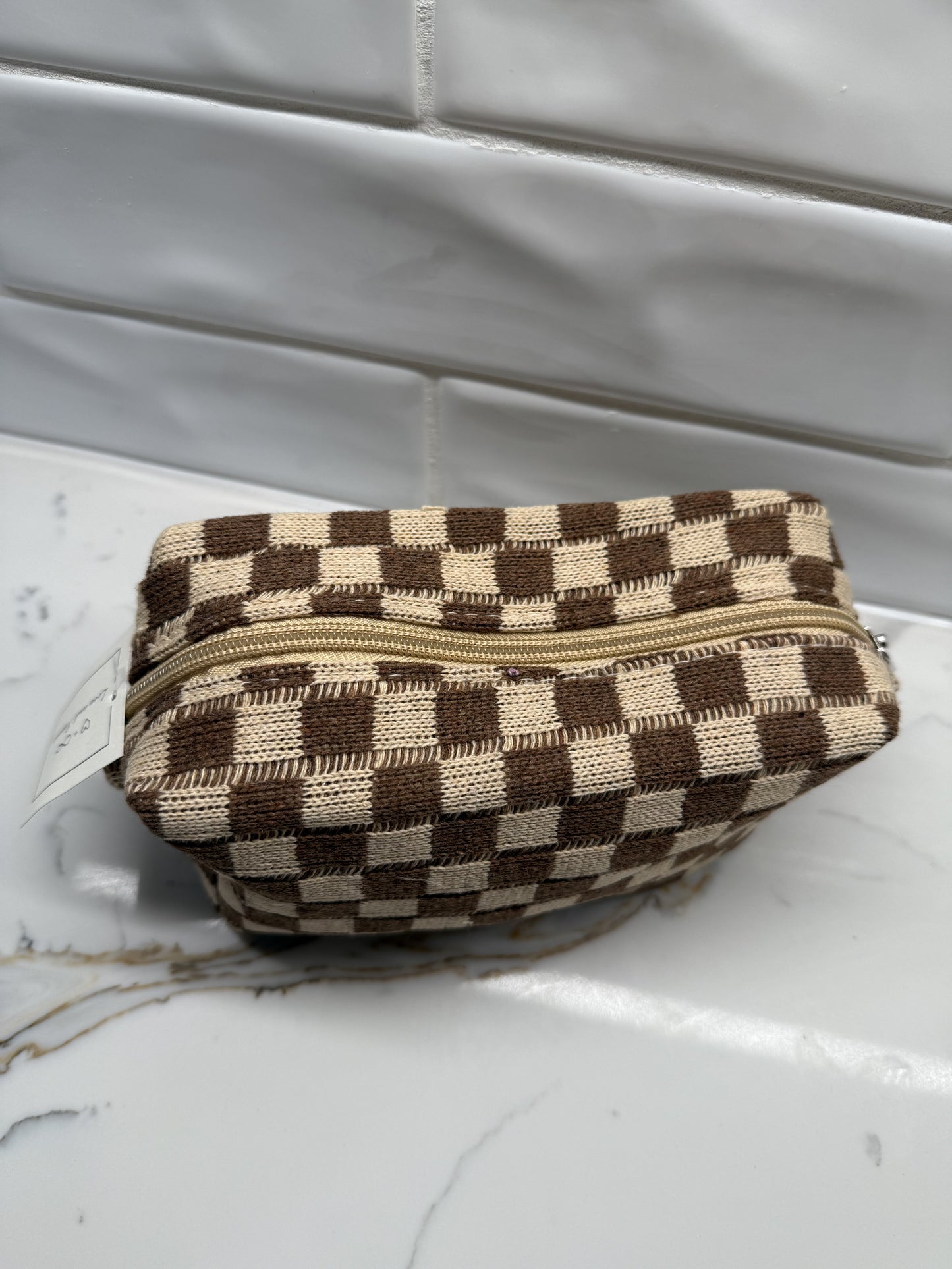 Checkered Cosmetic Pouch