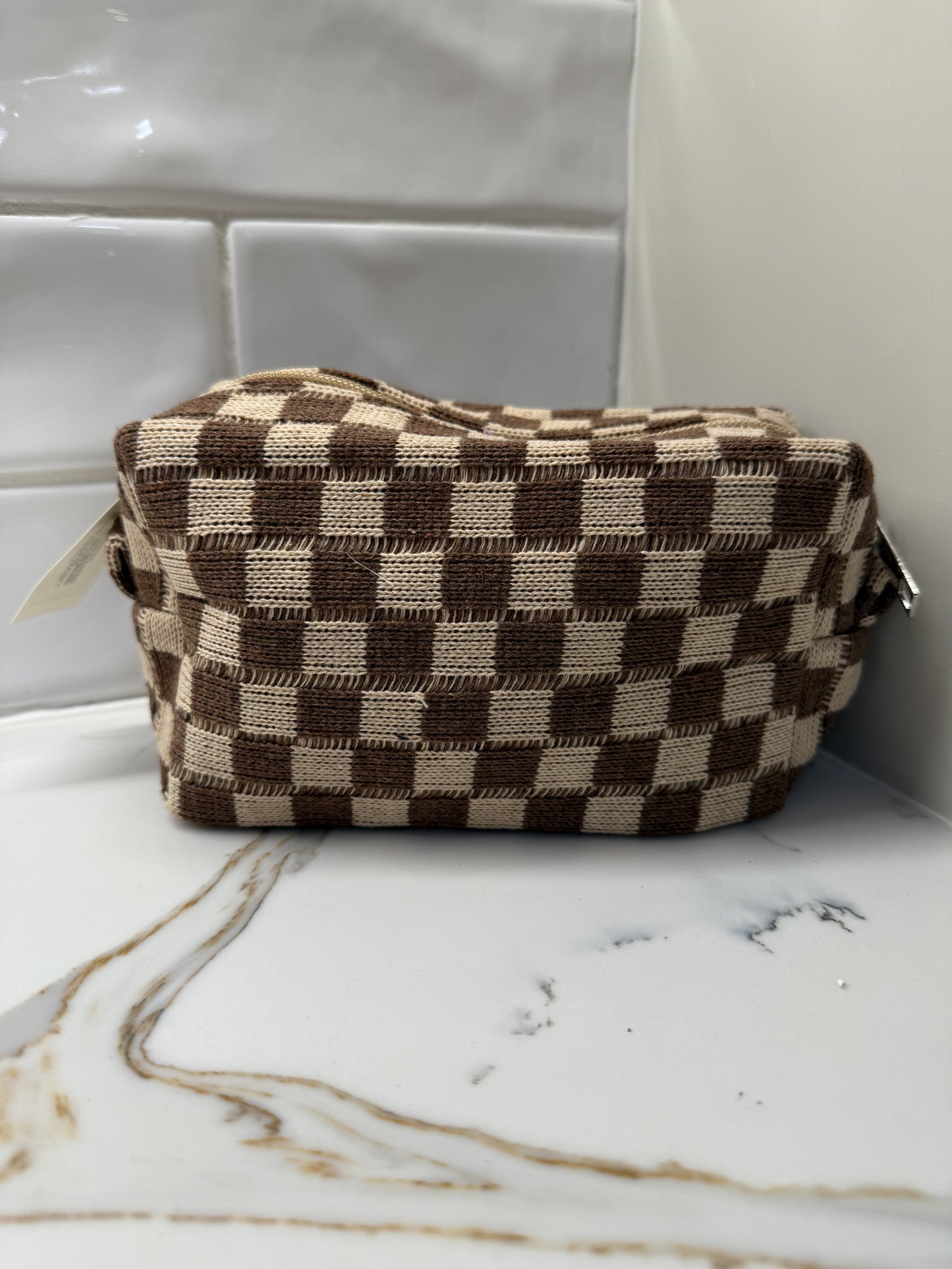 Checkered Cosmetic Pouch