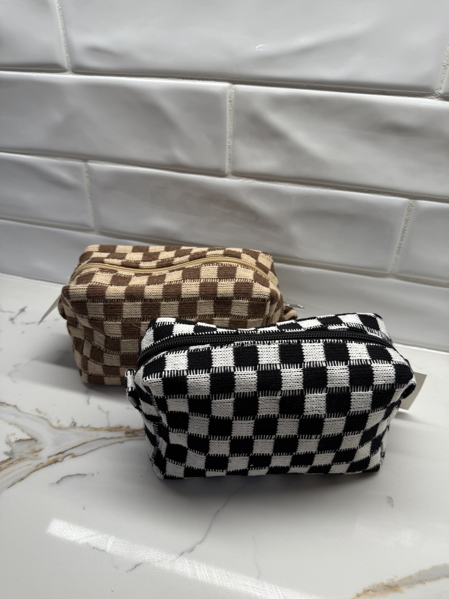 Checkered Cosmetic Pouch