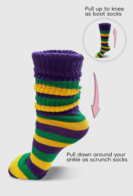 Slouch Mardi Gras Socks