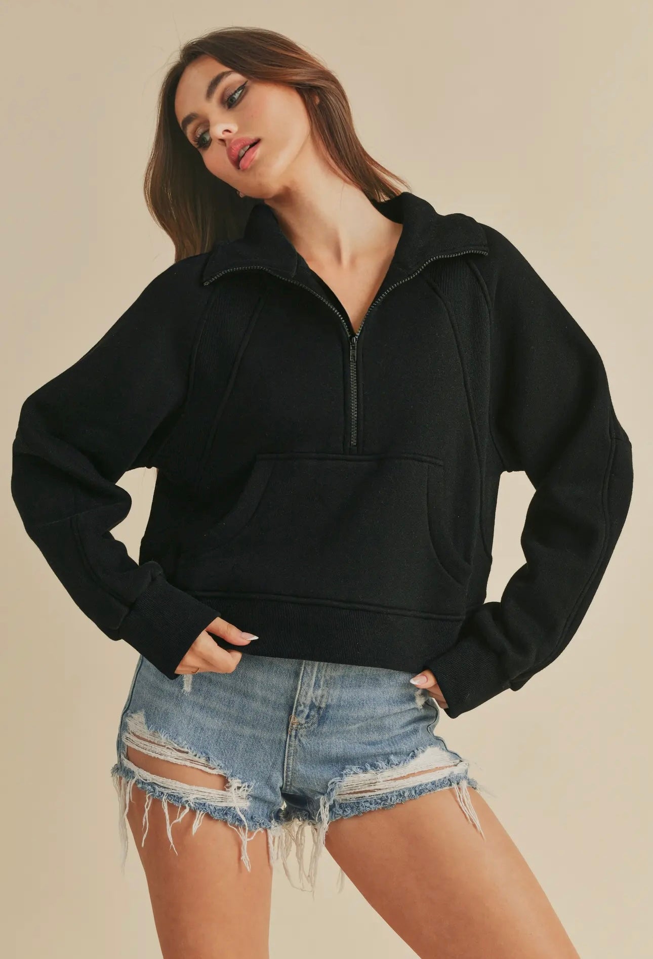 Black Quarter Zip Scuba DUPE