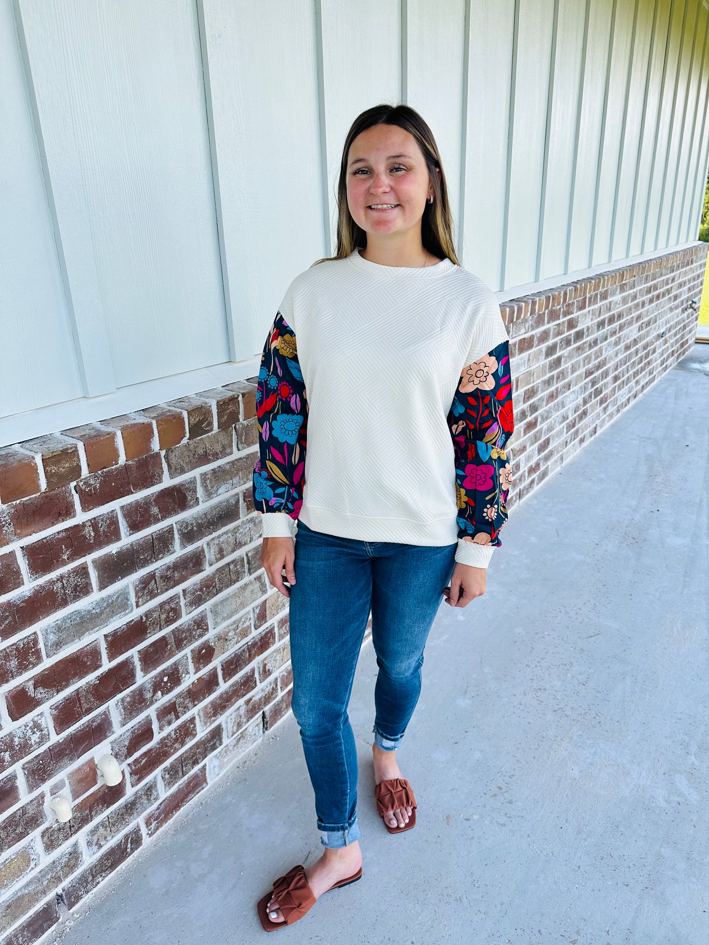 Floral Color block Long sleeve