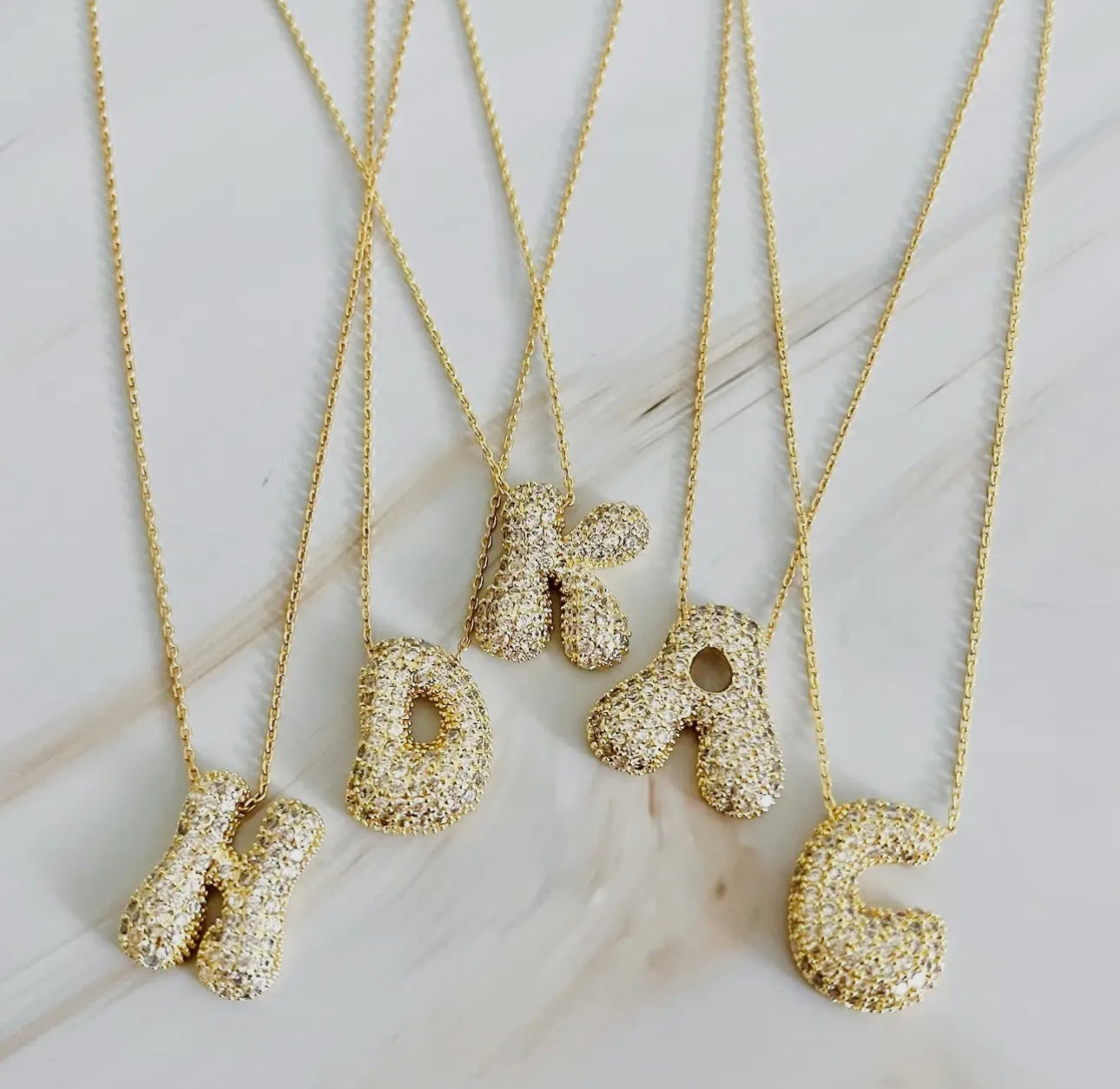 Bubble Initial Diamond Necklace