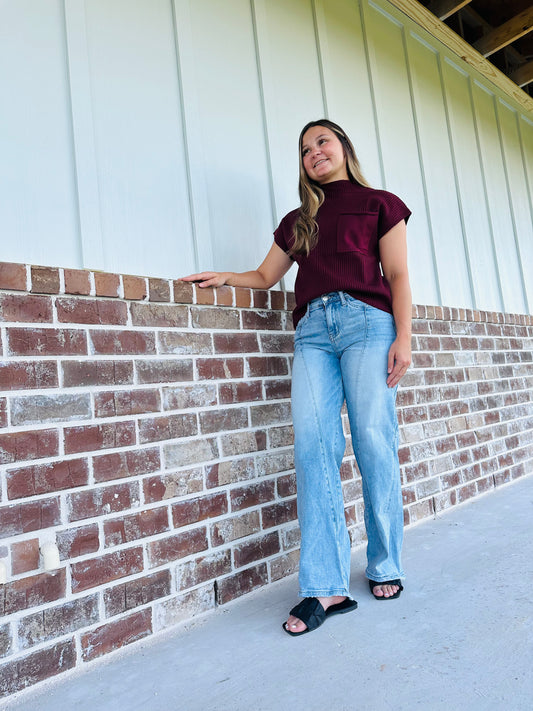 Mineral Red Ribbed Sweater