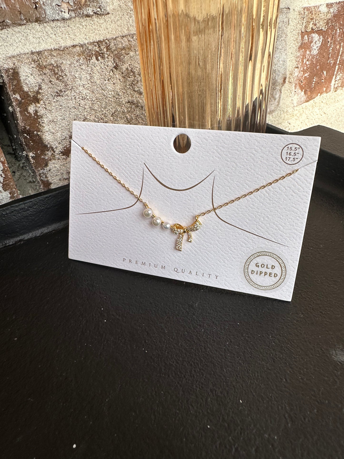 Pearl Bow Diamond Necklace